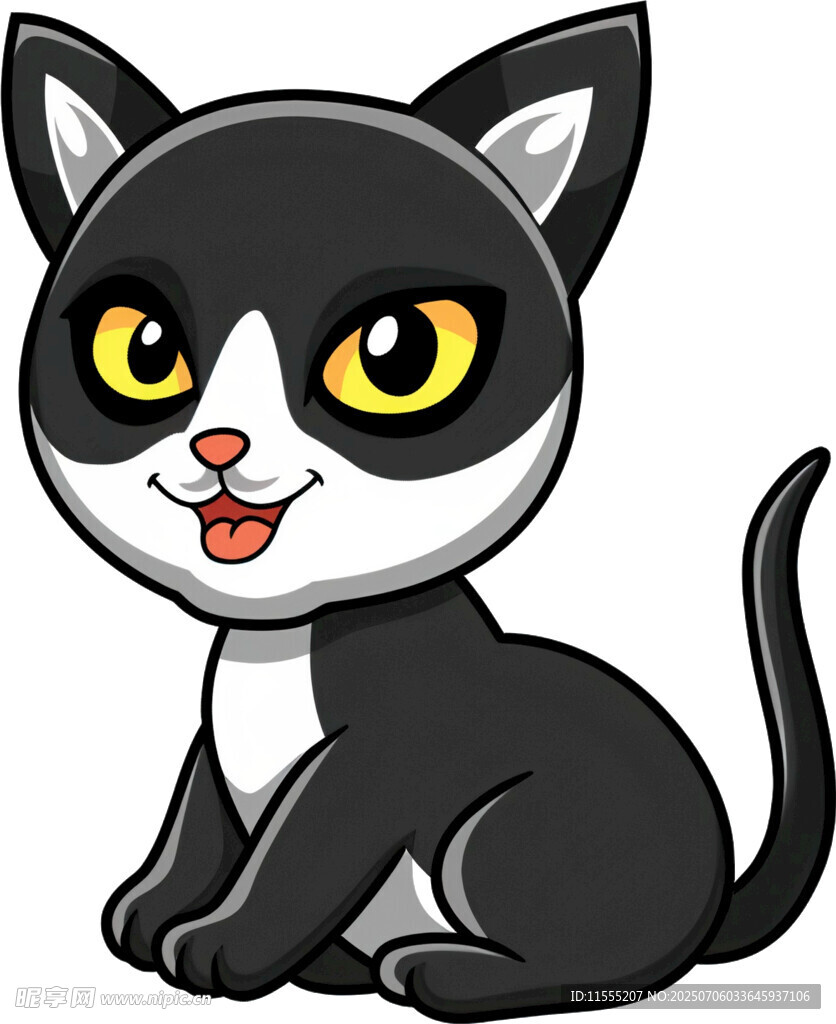 可爱黑白猫咪卡通形象