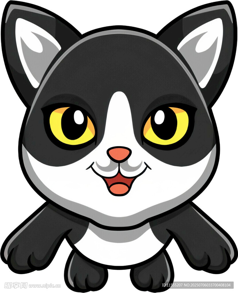 可爱黑白猫咪卡通形象