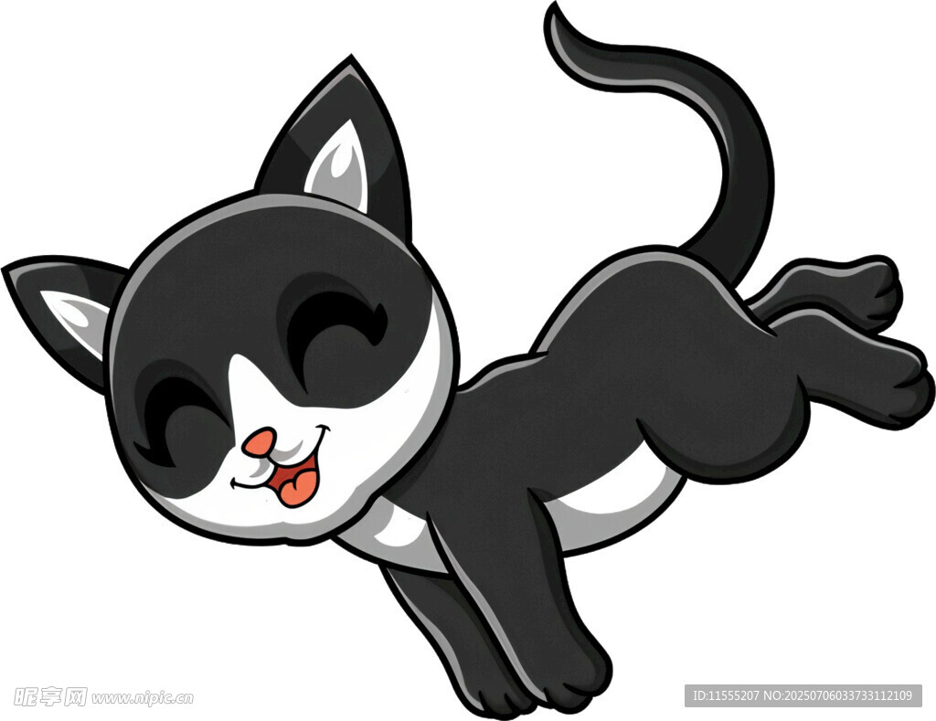 跳跃的可爱黑白猫咪