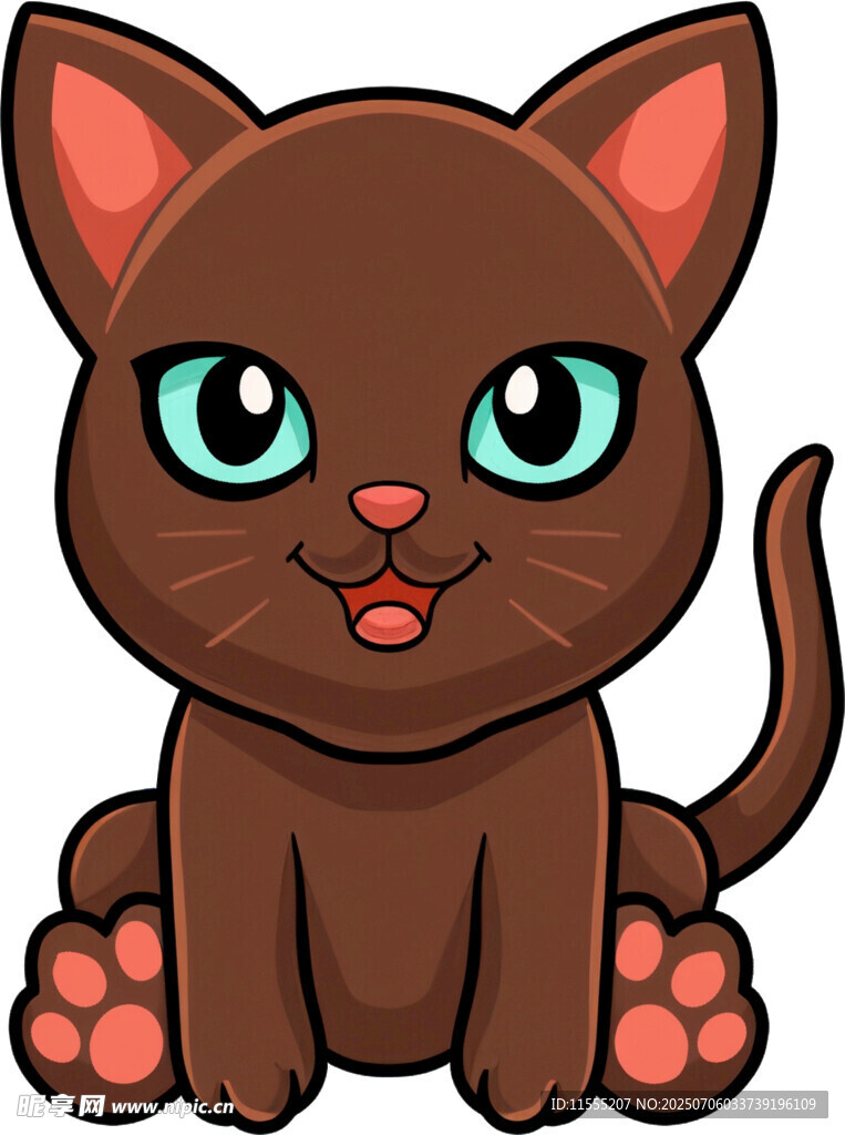 可爱棕色小猫卡通形象