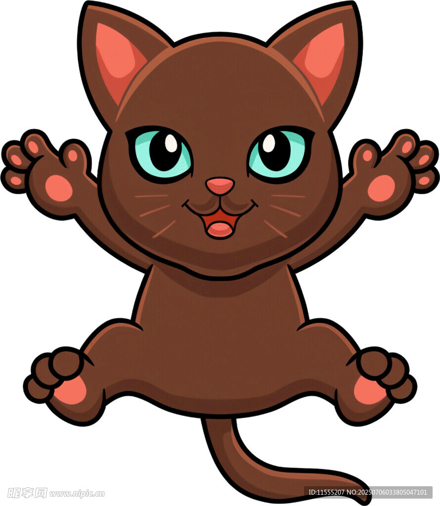 跳跃的棕色萌猫