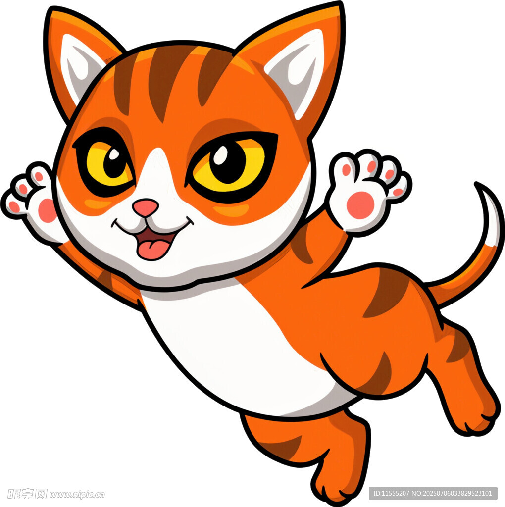 跳跃的可爱橘白小猫
