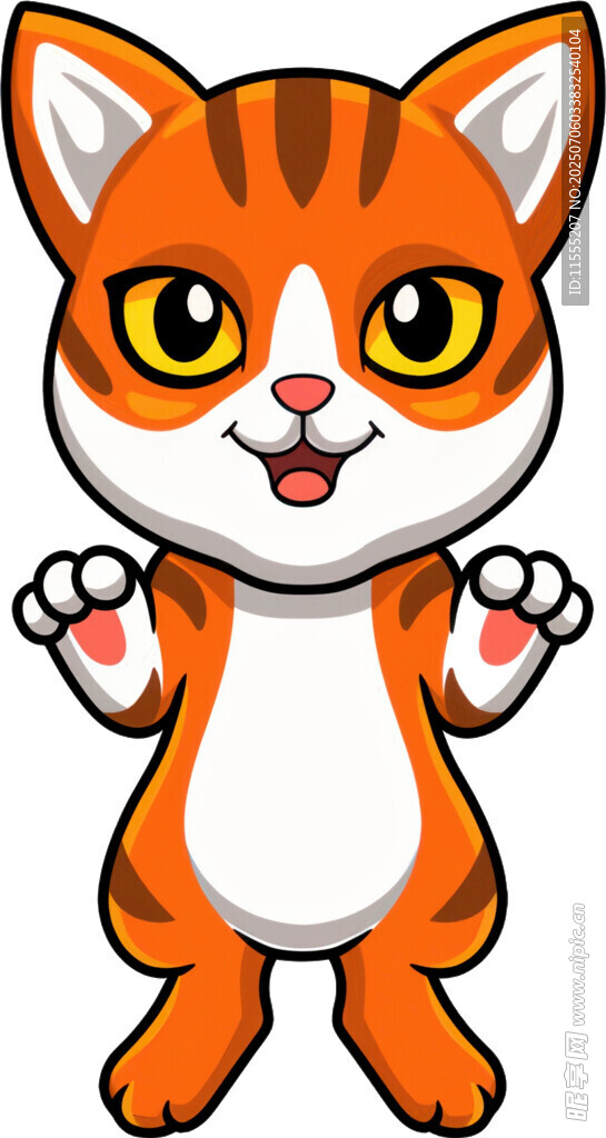 可爱橘白猫咪开心比耶