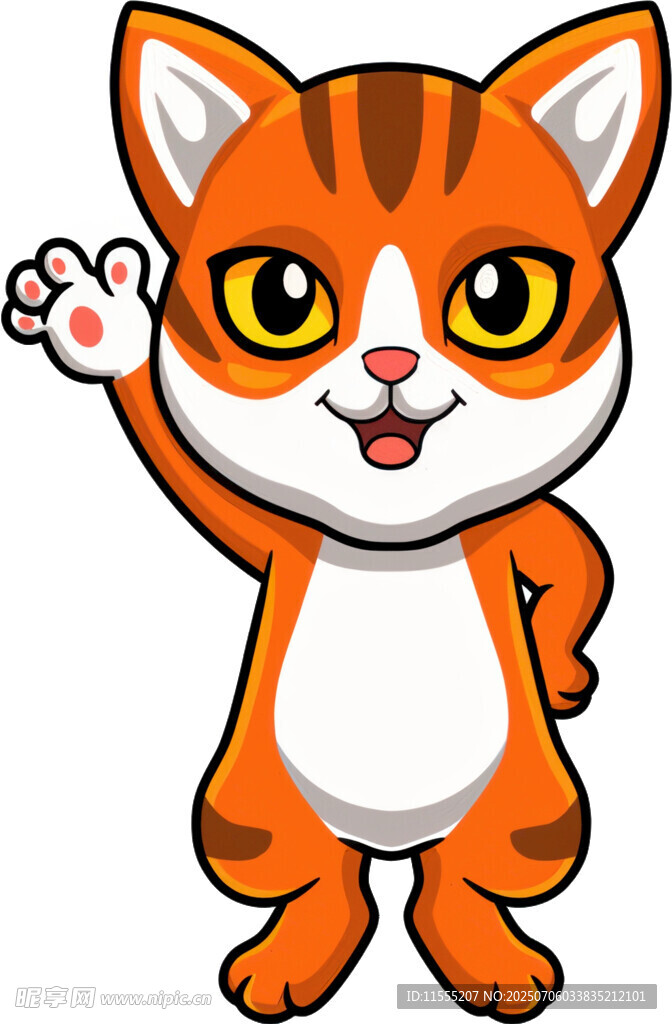 可爱招手猫咪卡通形象