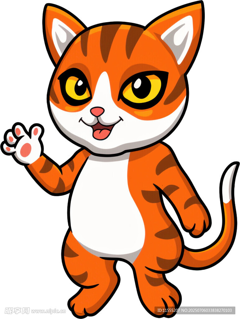 可爱招手猫咪卡通形象