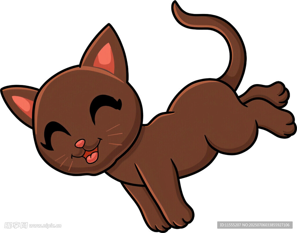 跳跃的可爱棕色小猫