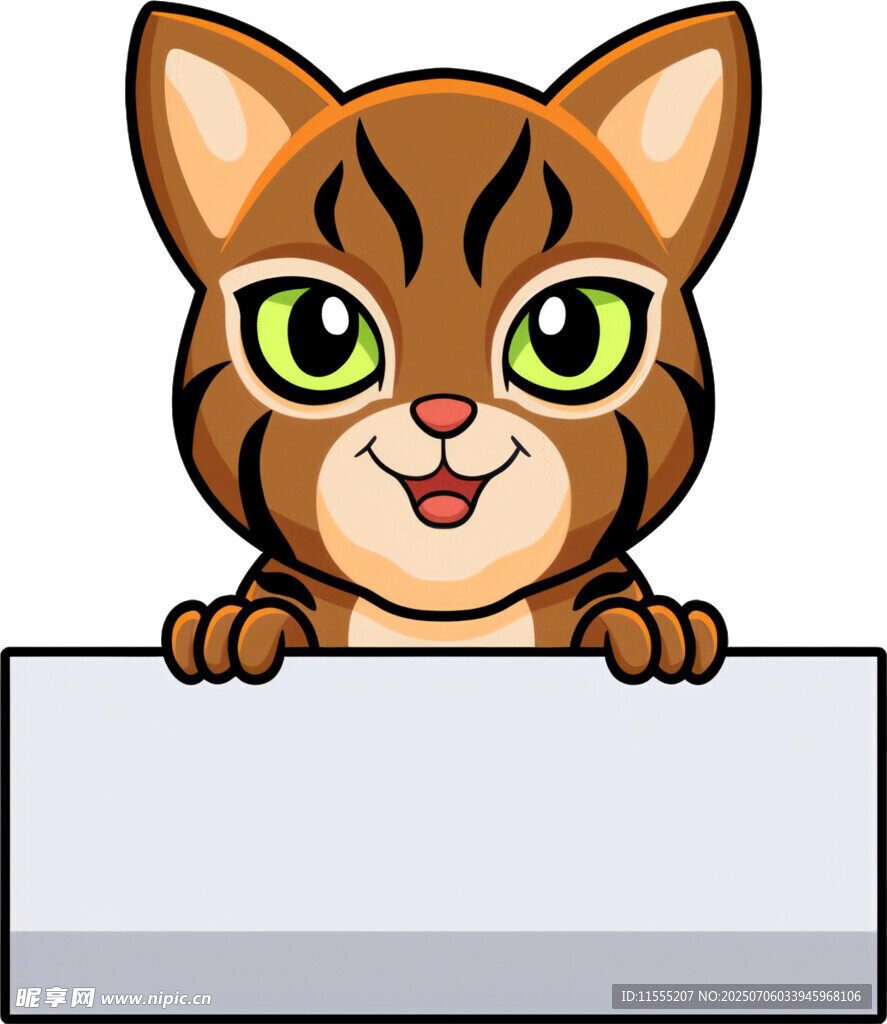 可爱猫咪探身白板前