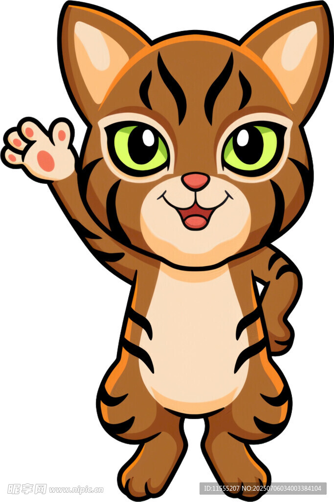 可爱招手小老虎