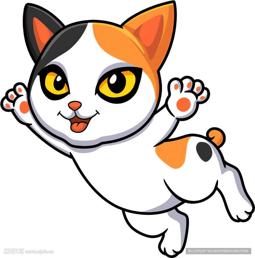 跳跃的可爱卡通猫咪