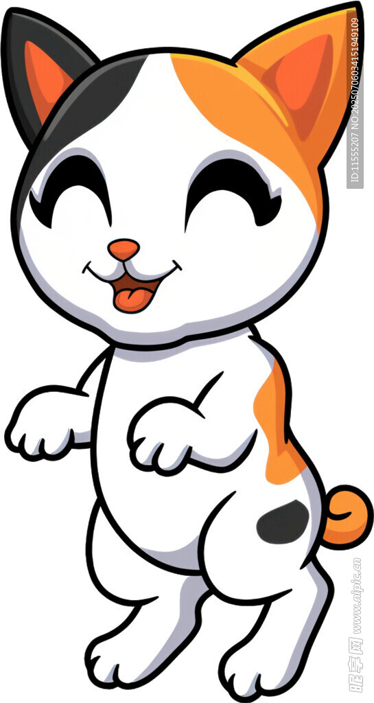 可爱卡通小猫欢快站立