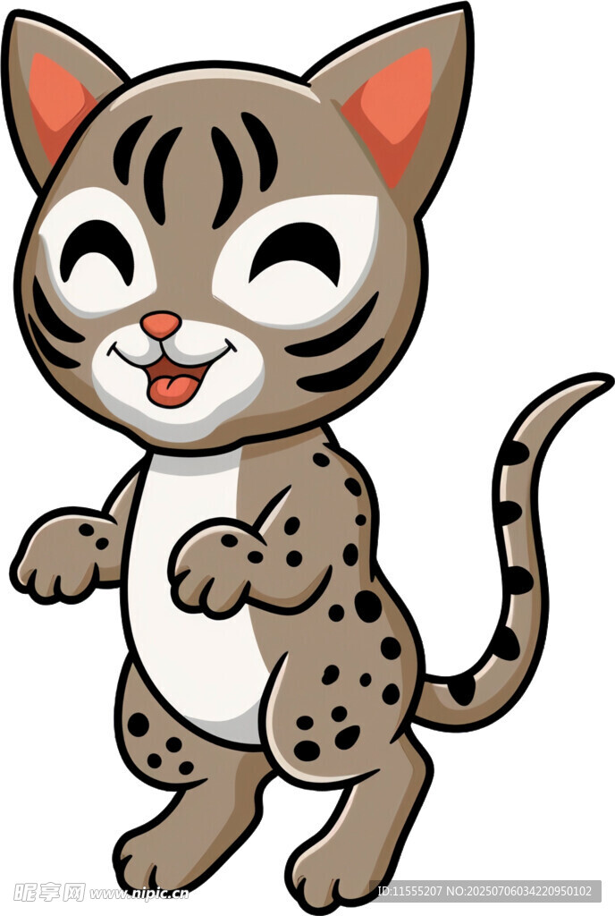 可爱斑点小猫欢乐起舞