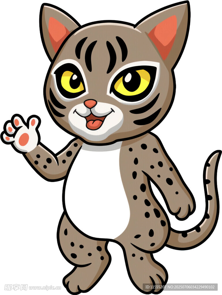 可爱卡通豹挥手