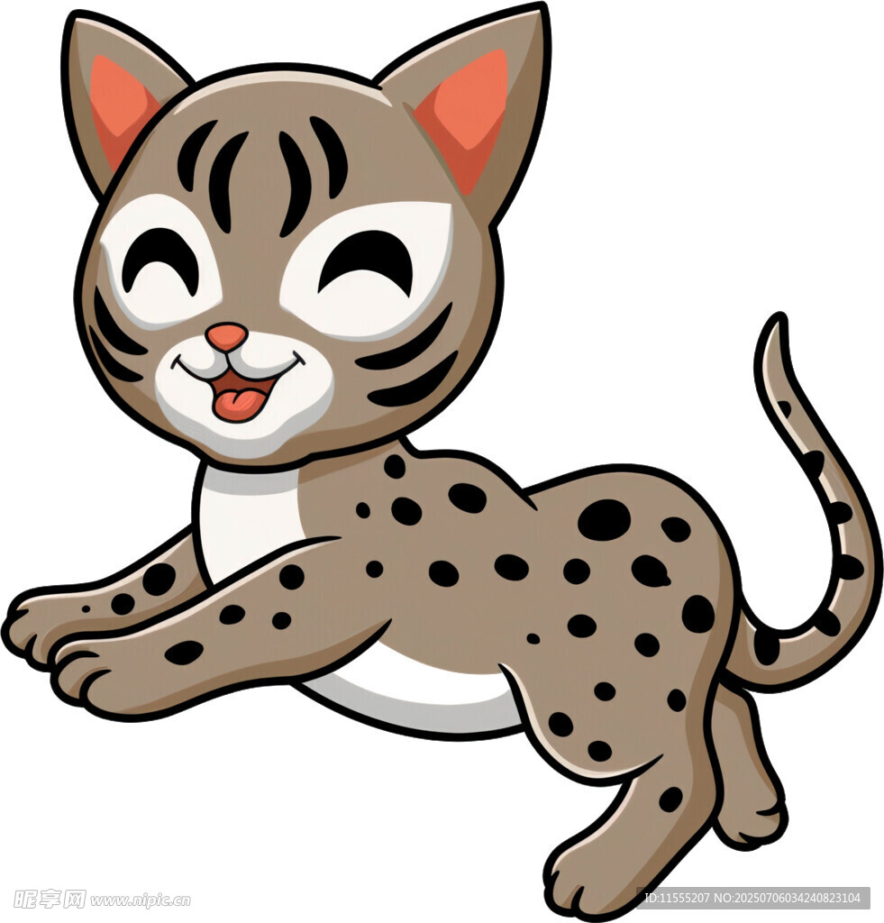 跳跃的斑点小猫