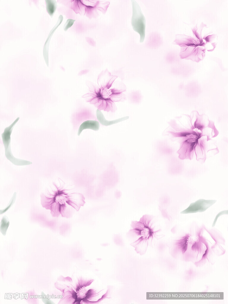 淡粉花卉水彩背景图案