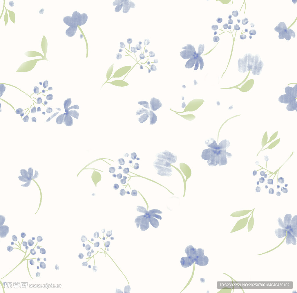 蓝绿花卉图案背景