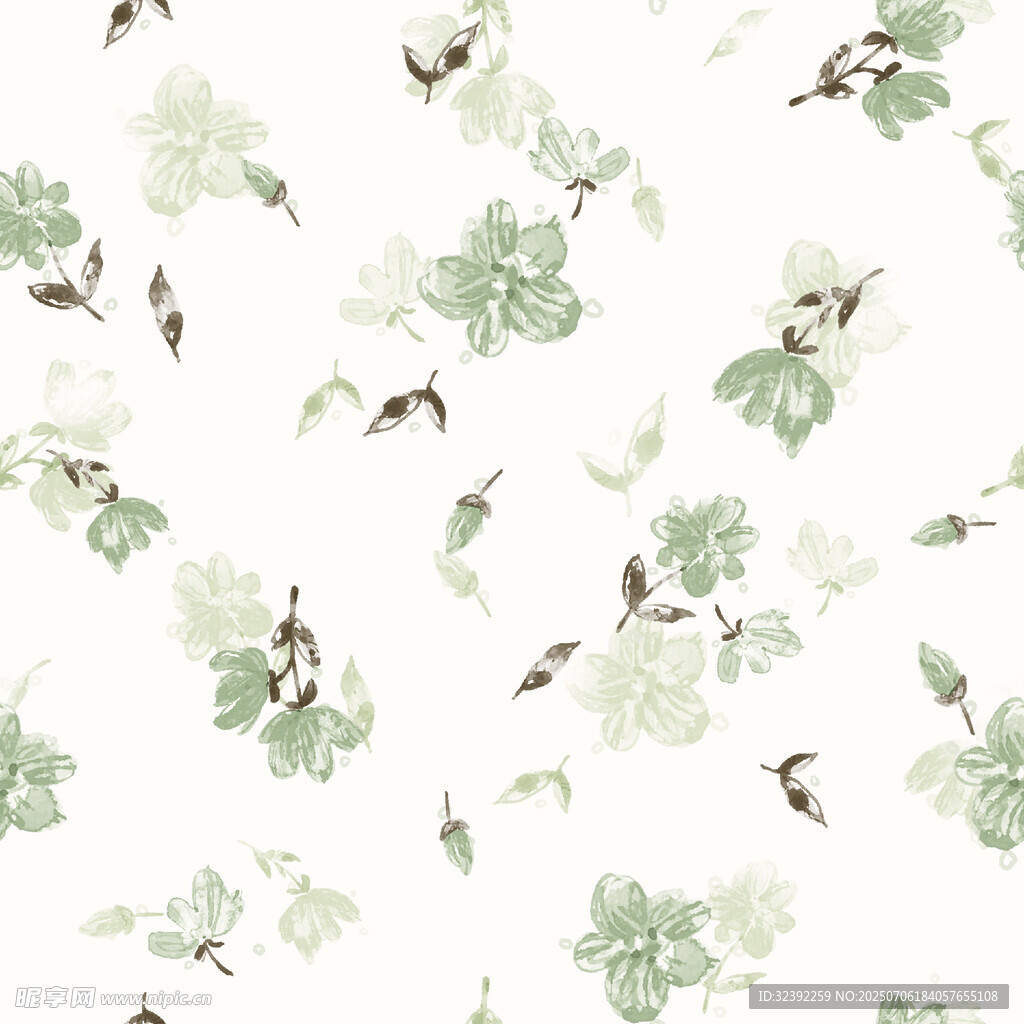 清新花卉飞鸟图案背景