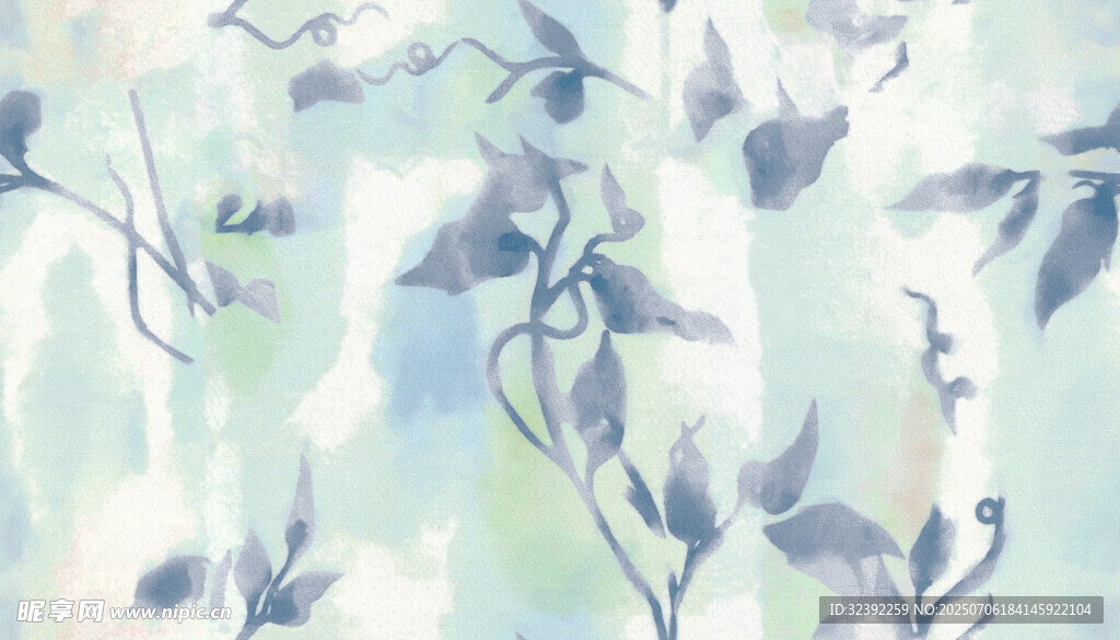 蓝绿花卉图案纹理背景