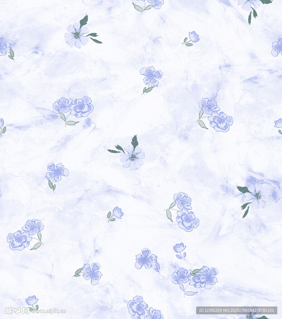 淡蓝色花卉图案布料