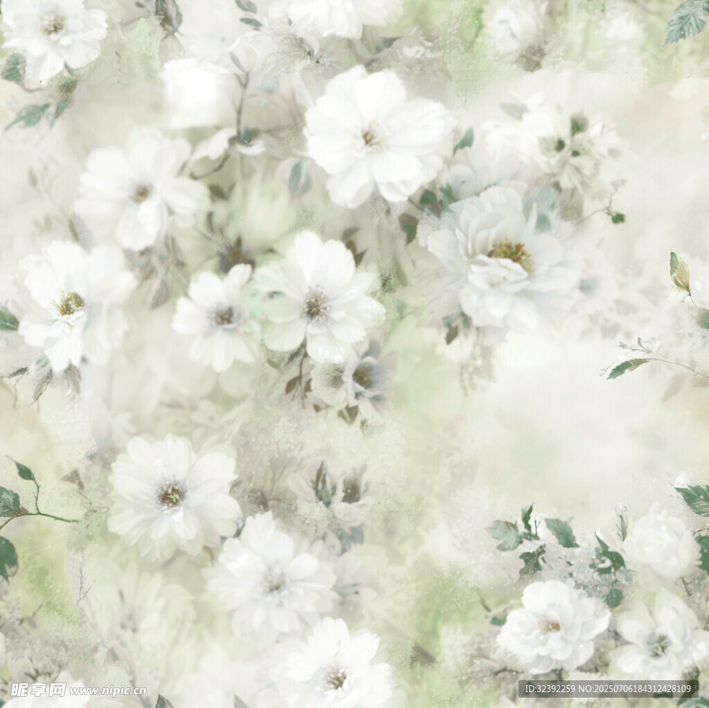 清新白色花卉背景图案