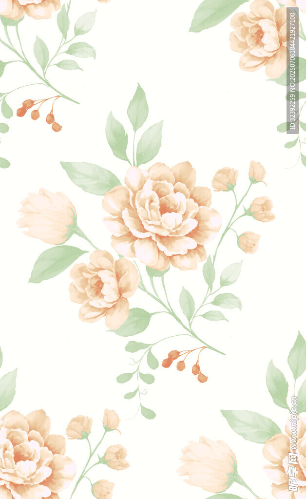 淡雅花卉无缝图案背景