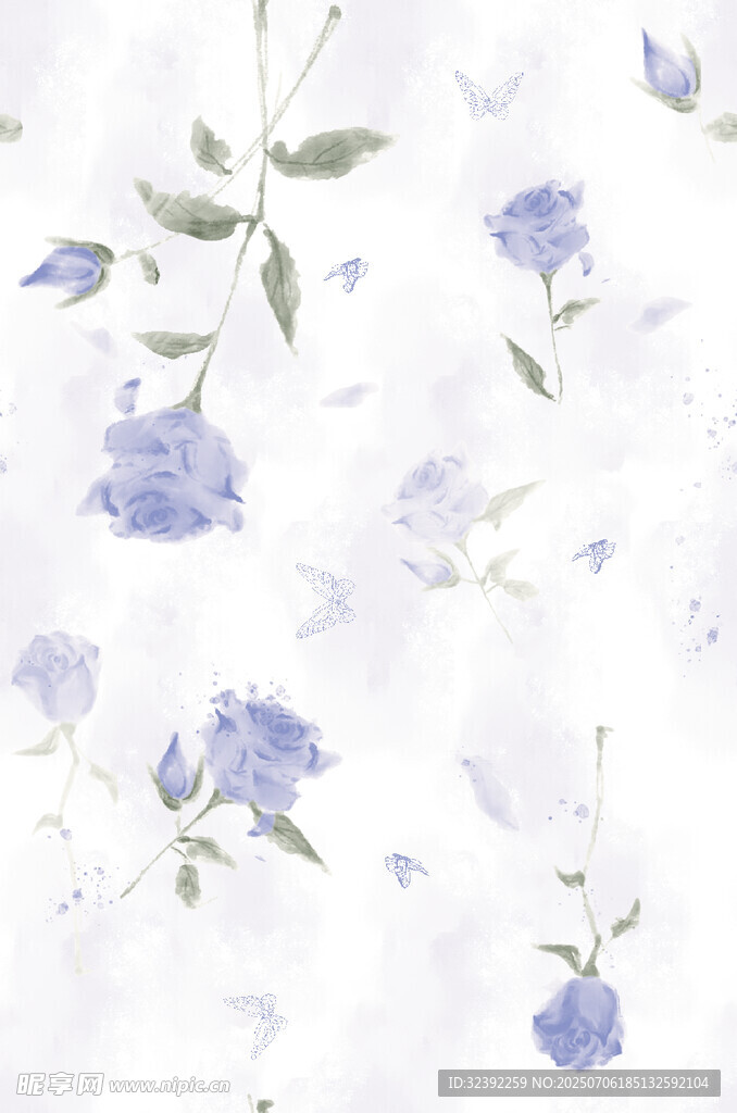 蓝白花卉图案背景