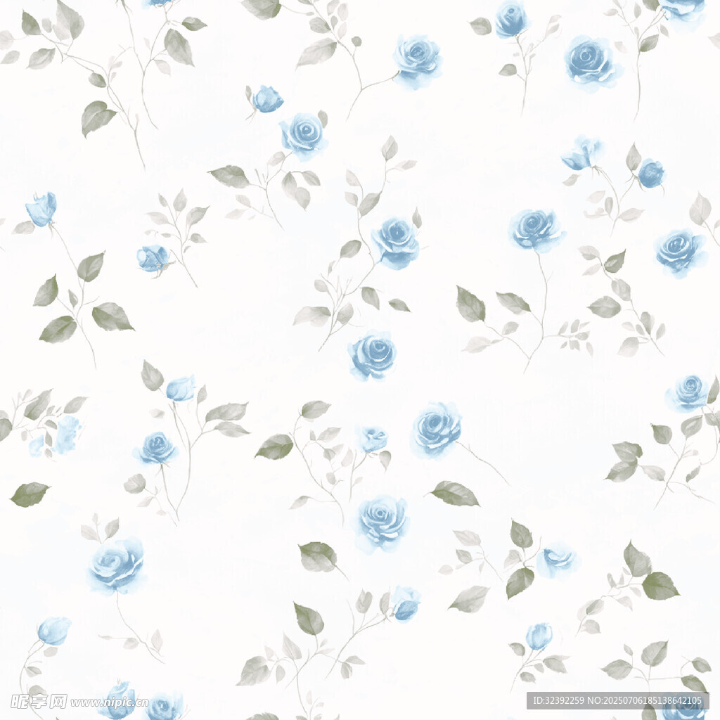 蓝白花卉图案背景