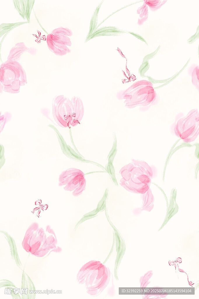 粉色花卉水彩图案背景