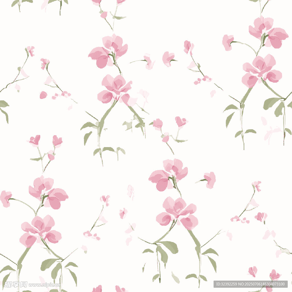 粉色花卉无缝图案背景