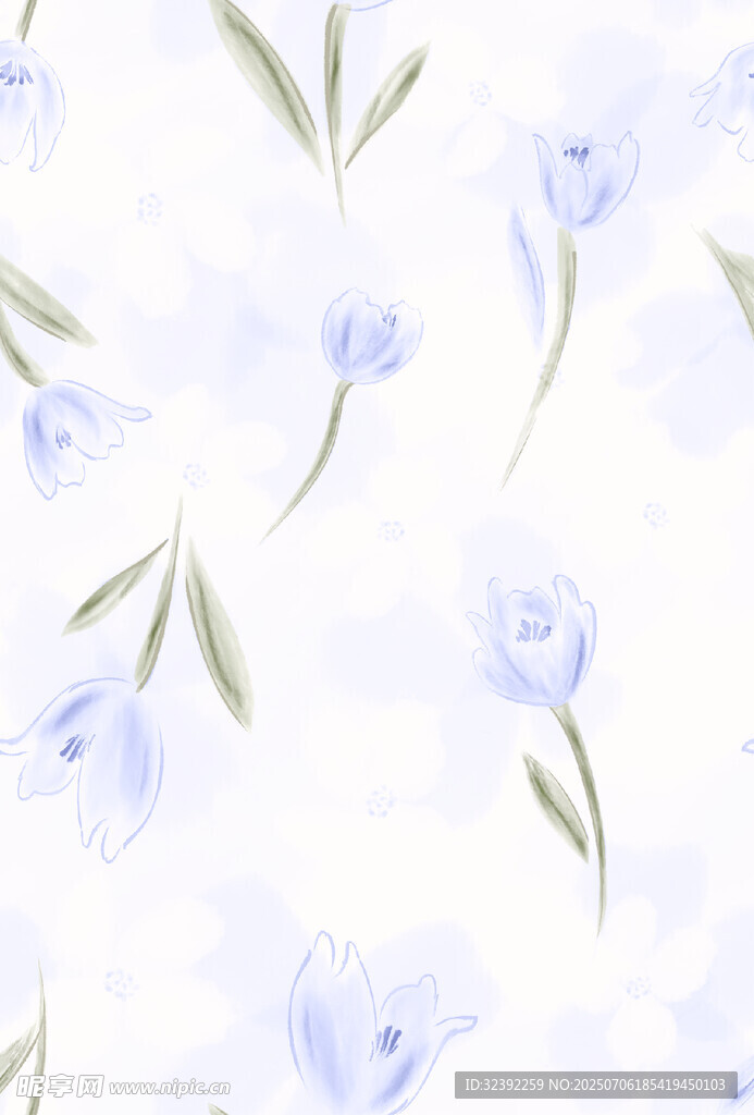 淡蓝色花卉水彩图案背景