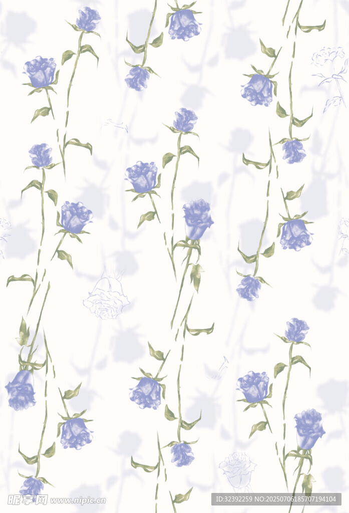 蓝花藤蔓图案背景纹理