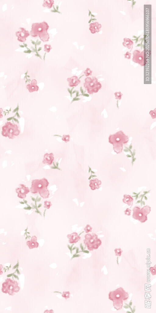 粉色玫瑰碎花布料图案