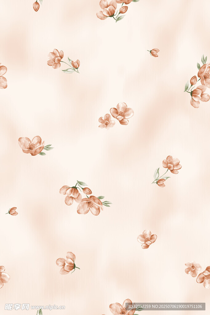 淡粉色花卉图案布料纹理