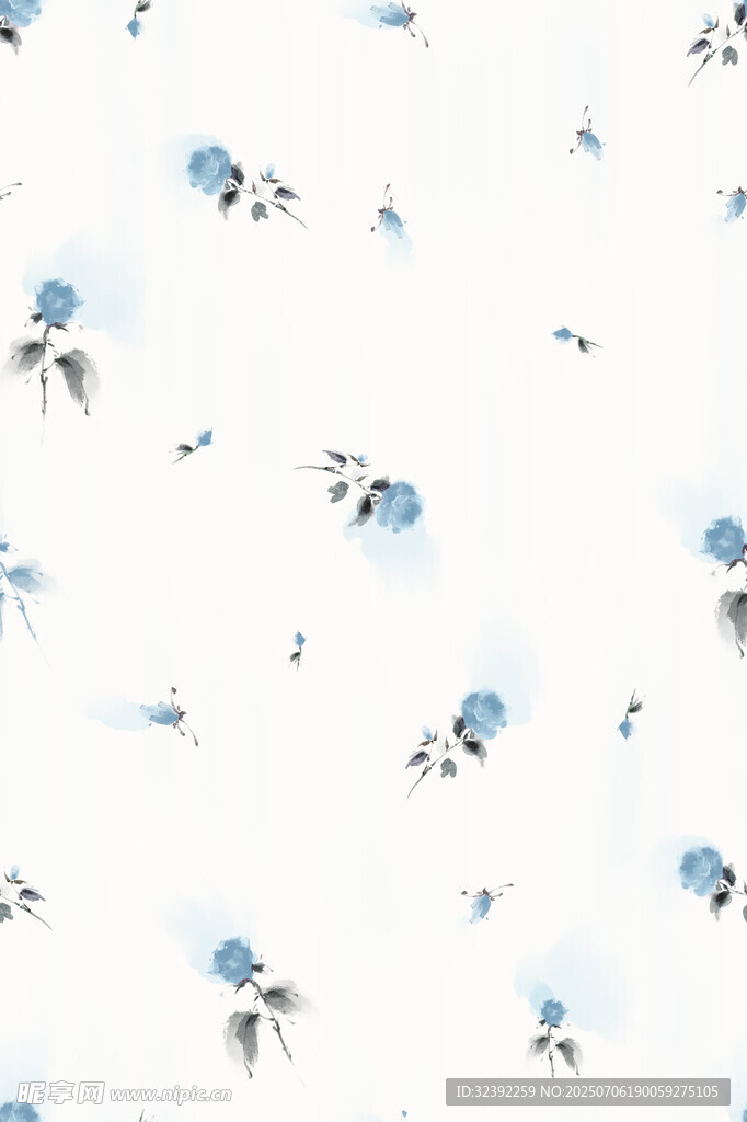 蓝白花卉图案背景