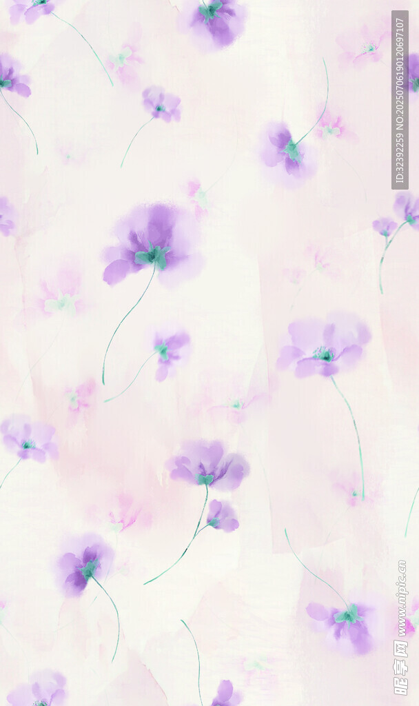 淡紫色花卉水彩背景图