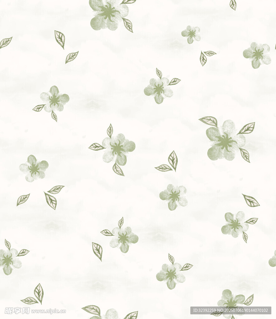 清新绿叶花卉图案背景