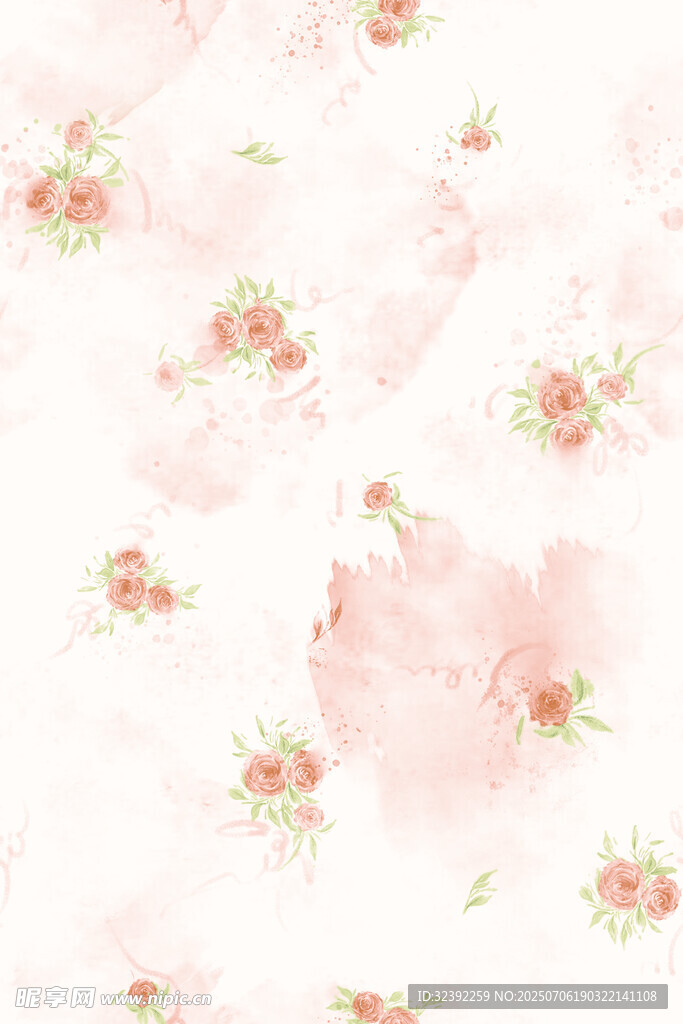 粉色花卉水彩纹理背景