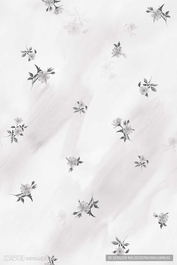 白色底花卉图案布料