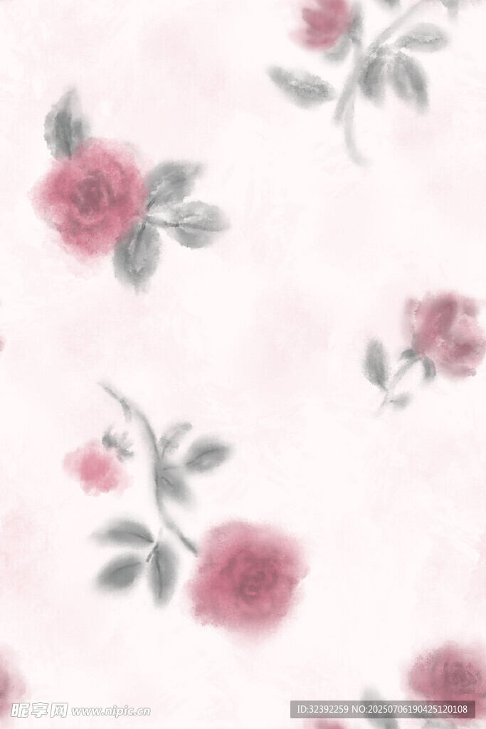 粉色玫瑰花卉图案布料