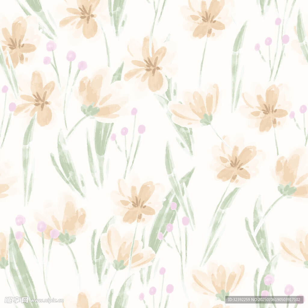 清新手绘花卉图案背景