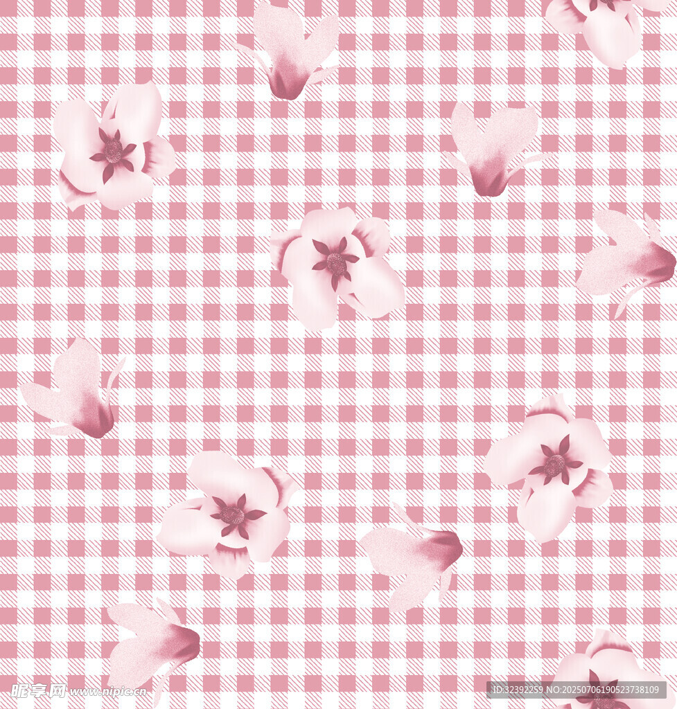 粉色格纹花卉图案背景