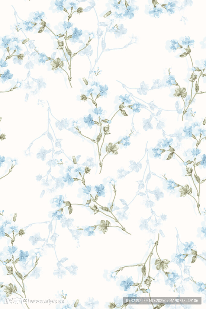 蓝白花卉图案背景