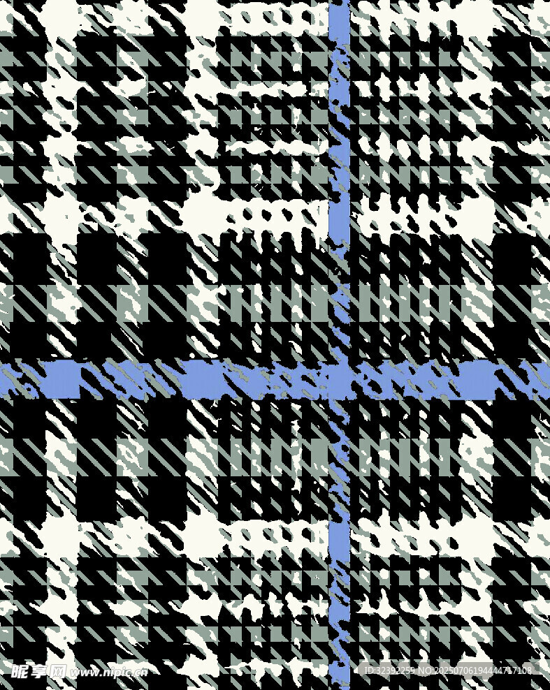 黑白蓝格纹面料图案