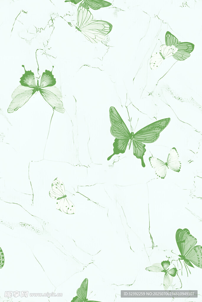 绿色蝴蝶花卉图案背景