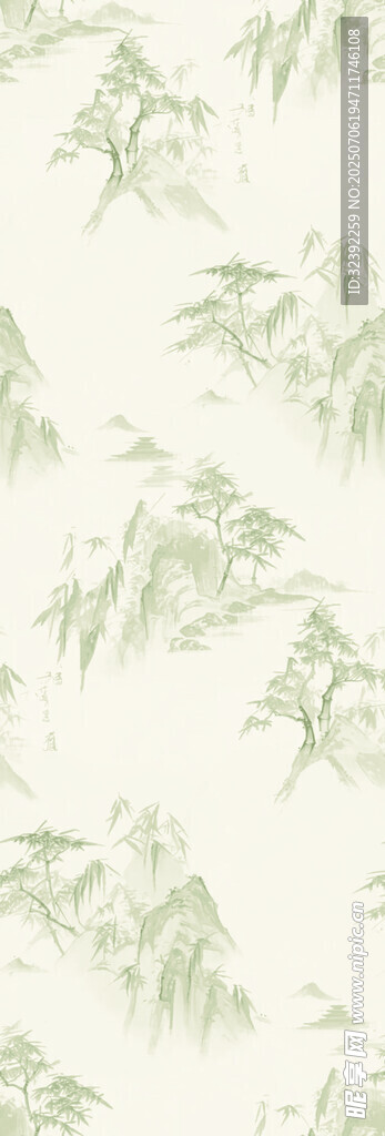 淡雅水墨风山水纹理图案