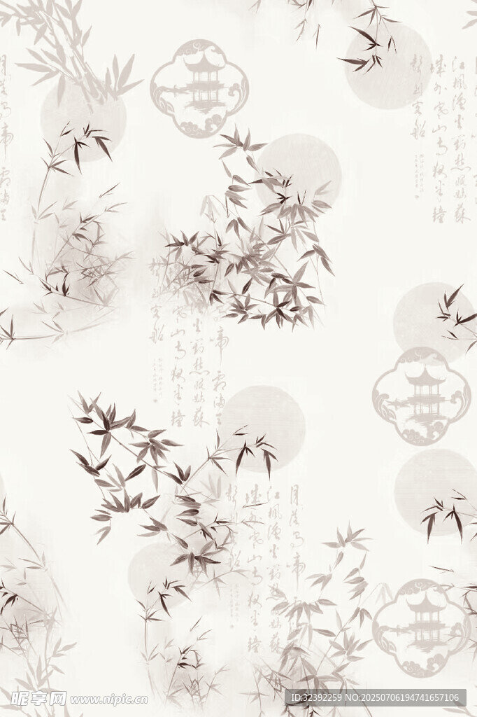 中式水墨花鸟图案背景