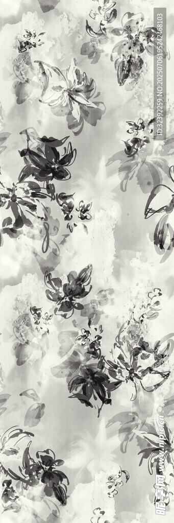 黑白花卉图案纹理背景