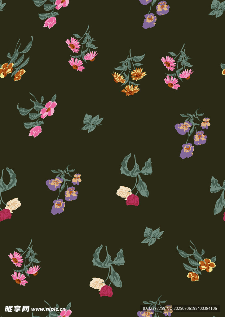 花卉浆果图案背景