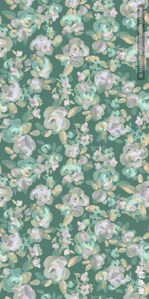 清新绿色碎花布料纹理