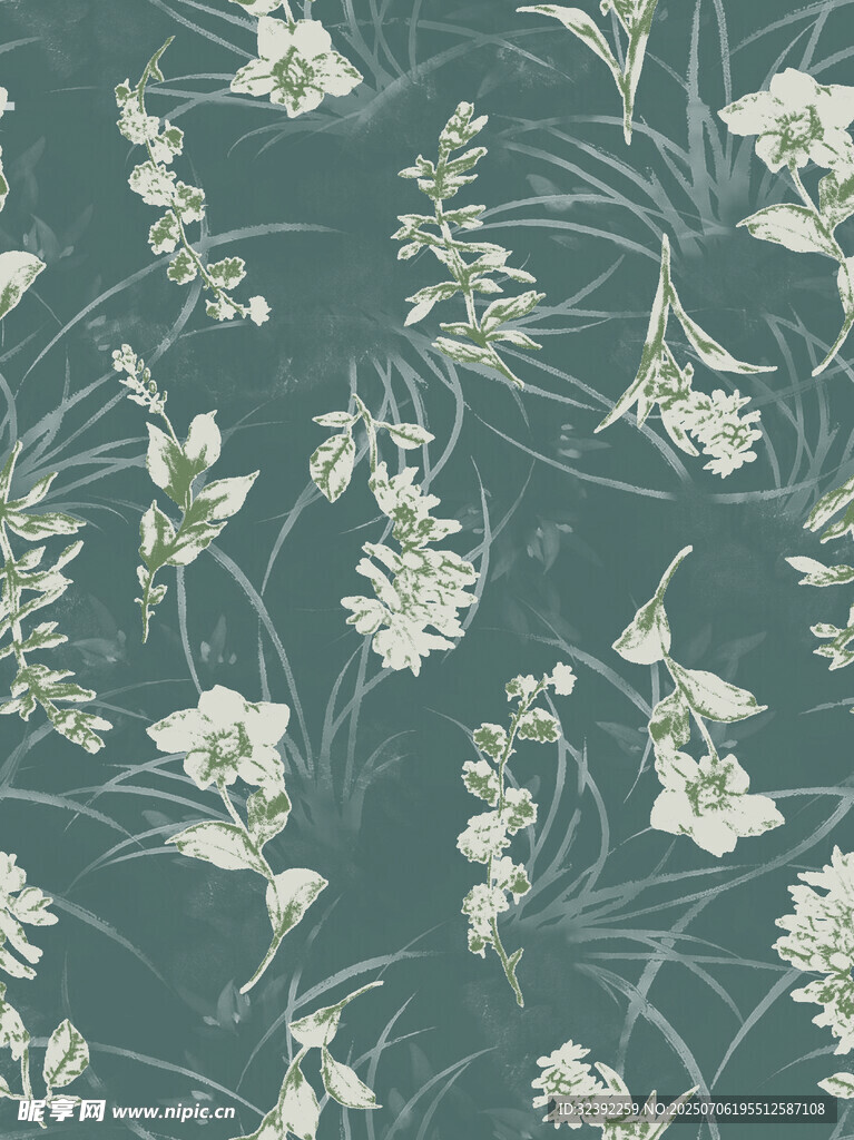 清新绿植花卉图案背景