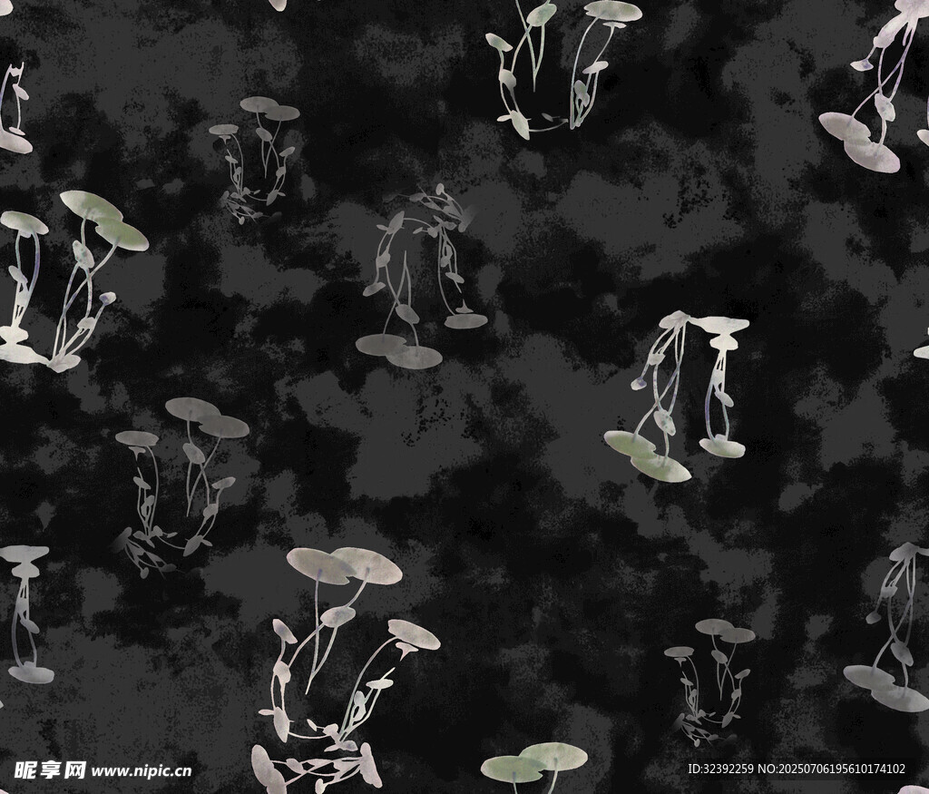 黑色背景上的蘑菇图案